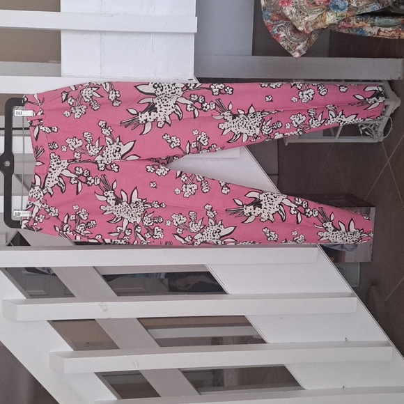 Red Valentino Garavani Pink&White Floral Cotton Chino Pant Italian Sz44 EUC - Picture 1 of 10
